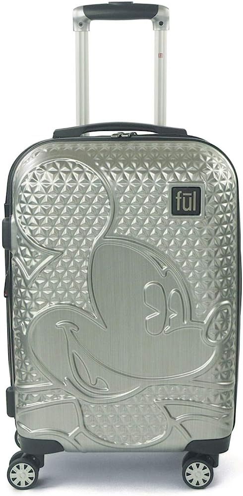 FUL Disney Mickey Mouse 25 Inch Rolling Luggage, Hardside Suitcase with Spinner Wheels, Silver | Amazon (US)