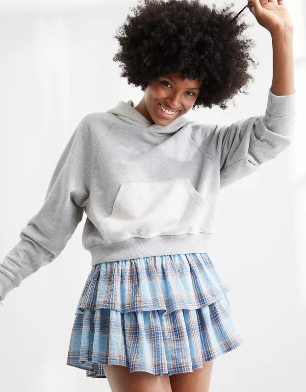 Aerie Luxe Inside Out Cropped Hoodie | American Eagle Outfitters (US & CA)