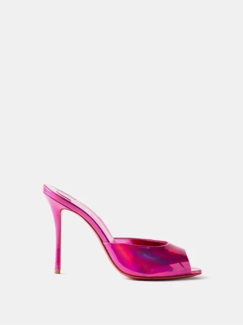 Christian Louboutin - Me Dolly 100 Patent-leather Mules - Womens - Pink | Matches (US)