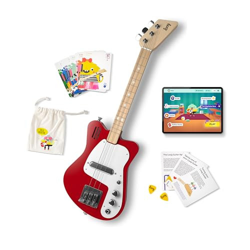 Loog Mini Electric kids Guitar for Beginners built-in Amp Ages 3+ Learning App and Lessons Included Red | Amazon (US)