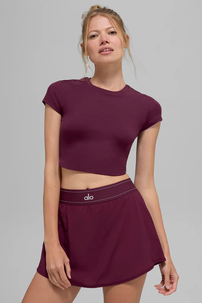 Alosoft Crop Finesse Short Sleeve - Burgundy | Alo Yoga (US)