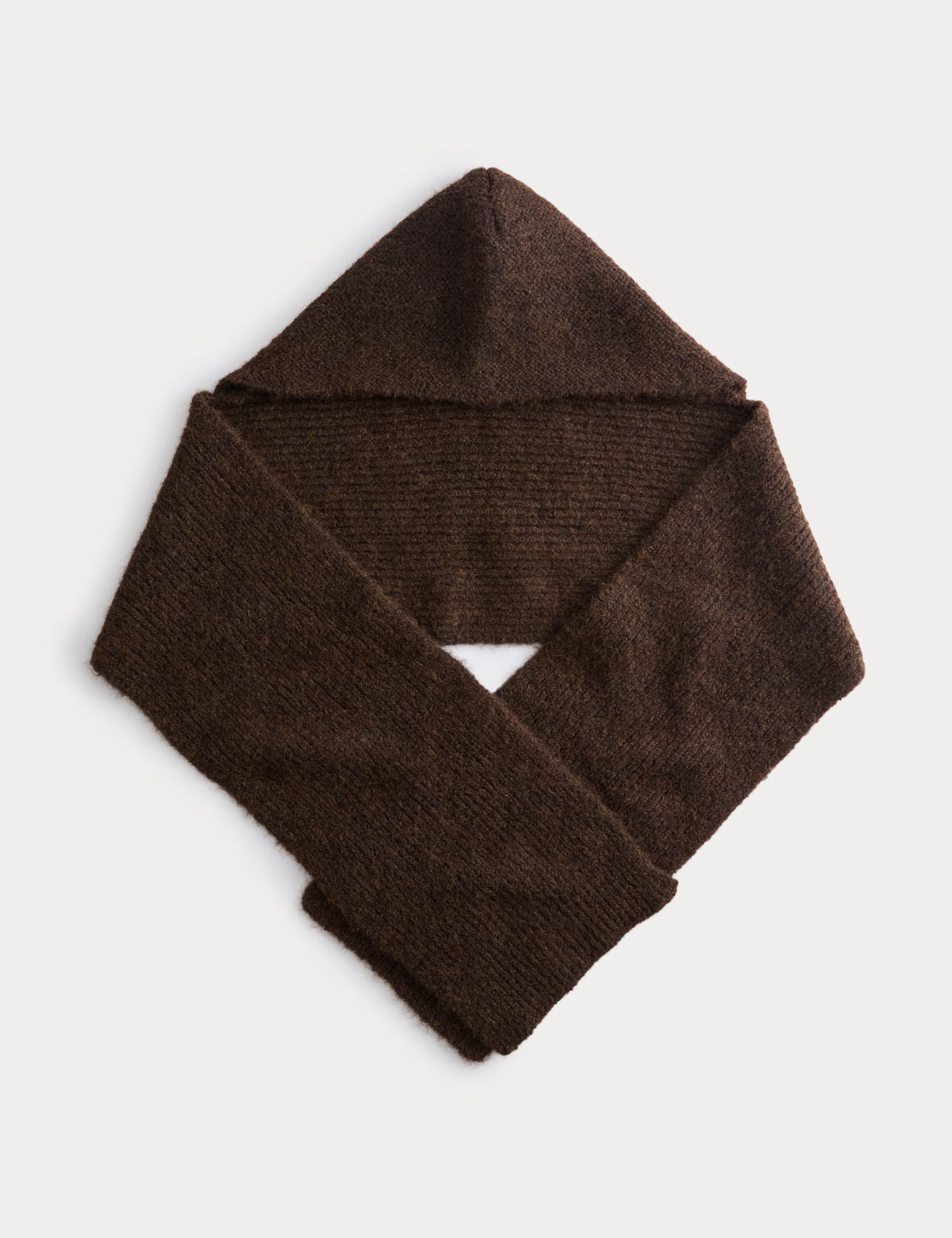 Ribbed Knit Hooded Scarf with Wool | M&S | M&S | Marks & Spencer (UK)