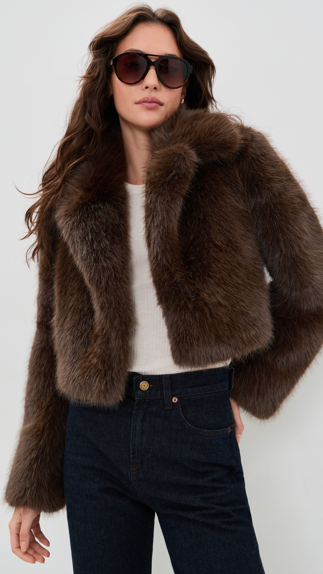 LoveShackFancy Stroma Faux Fur Jacket Brownstone XXL | Shopbop