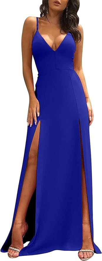 TOB Women's Sexy Sleeveless Spaghetti Strap Backless Split Cocktail Long Dress | Amazon (US)