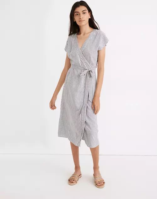 Striped Cap-Sleeve Wrap Dress | Madewell