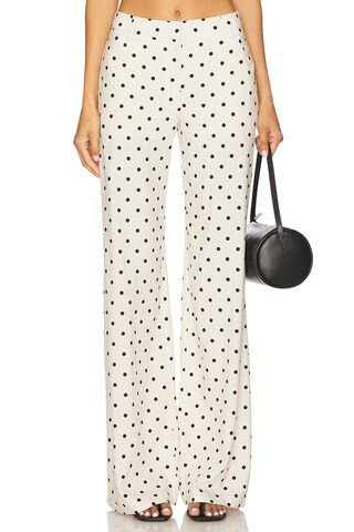 Amanda Uprichard Saddler Pants in Beige & Black from Revolve.com | Revolve Clothing (Global)