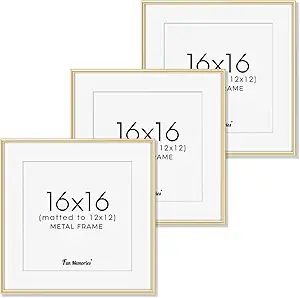 16x16 Picture Frame Gold, 16" x 16" Aluminum Frame with Mat for 12" x 12", 16x16 Square Metal Fra... | Amazon (US)