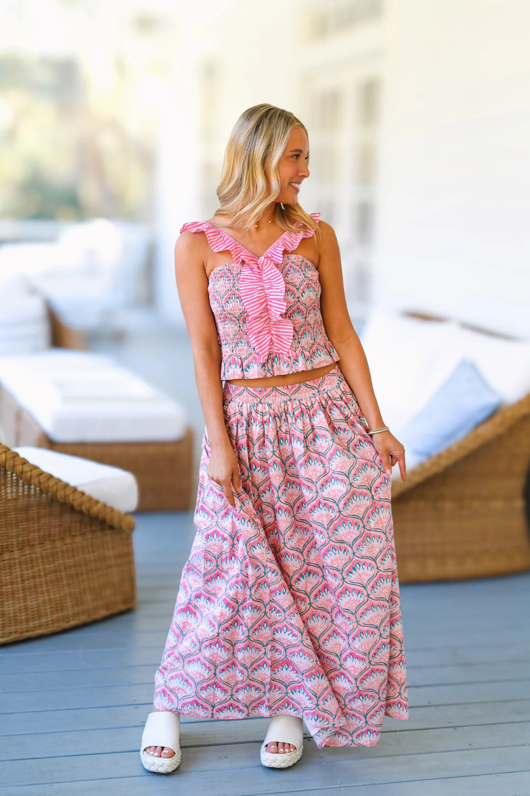 Bailey Floral Ruffle Skirt Top Set - Pink | Fancyd Boutiqe