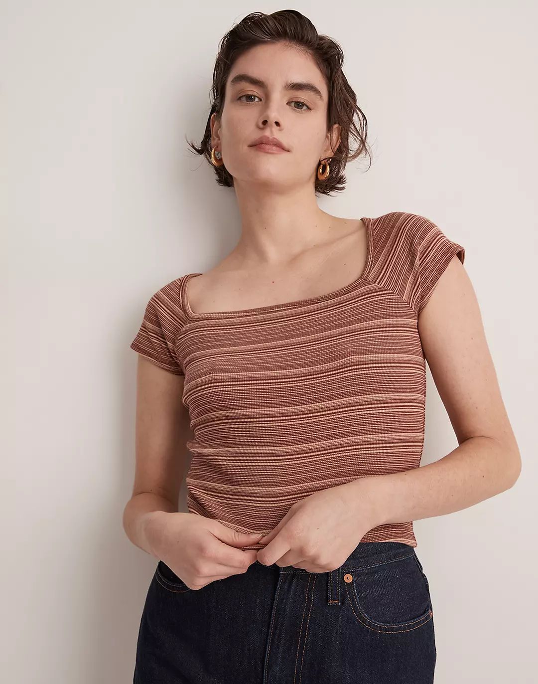 Brightside Square-Neck Tee in Stripe | Madewell