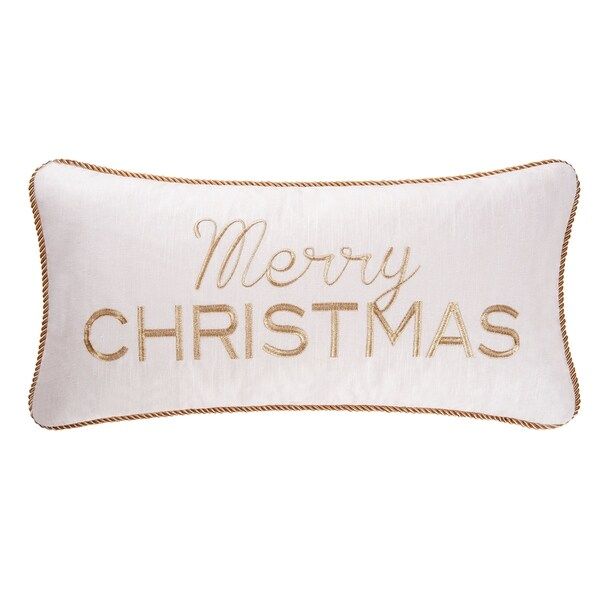 Merry Christmas Embroidered 12x24 Throw Pillow | Bed Bath & Beyond