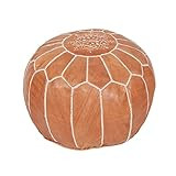 Moroccan Pouf Ottoman Footstool (Leather) Genuine Hand-Stitched Seating | Living Room, Bedroom, Sitt | Amazon (US)
