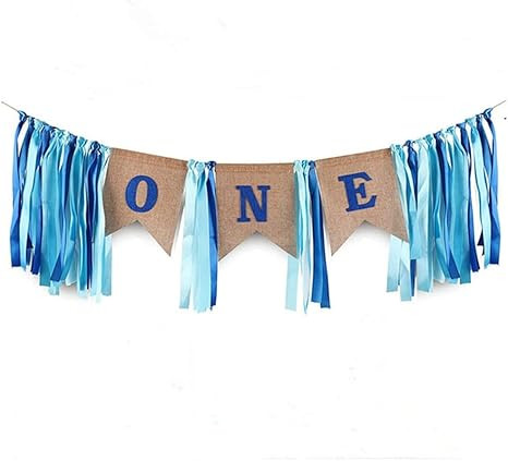 1st birthday decorations,Baby Boy's first Birthday Banner,Burlap Highchair Banner for 1st baby bi... | Amazon (US)
