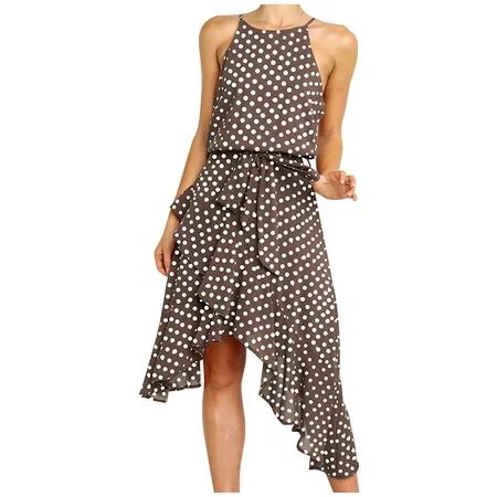 Halter Dresses For Women Backless Dress Ladies Dresses Ruffle Dress Women Bandage Dress Brown Dress  | Walmart (US)