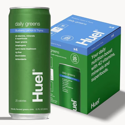Huel Blueberry Lemon Daily Greens Ready-to-Drink Greens and Superfood Supplements - 4pk/12 fl oz | Target
