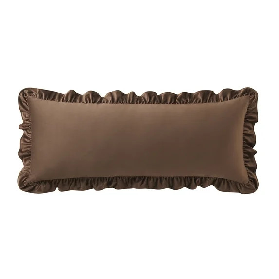 My Texas House 14" x 36" Brown Ruffle Oversized Lumbar Decorative Pillow | Walmart (US)