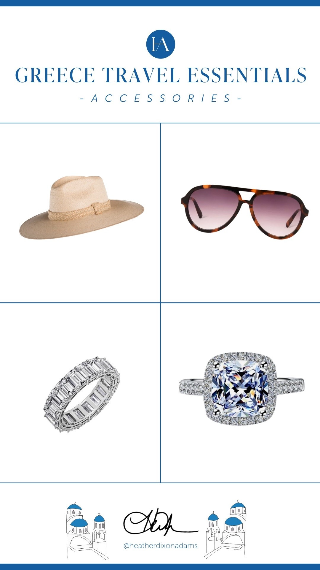 The little extras that made a big impact—sunnies, a go-with-everything hat, and a beautiful ring I packed instead of my real one. Perfect for travel when you don’t want to risk losing the real deal. Linked a lookalike option for the hat!