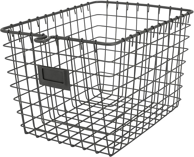 Spectrum Wire Small Basket with Label Plate (Industrial Gray) - Storage Bin & Décor for Bathroom... | Amazon (US)
