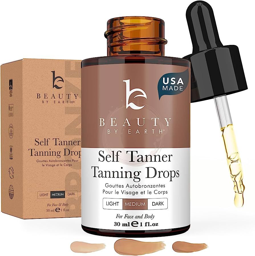 Self Tanning Drops - Face Self Tanner Drops Medium Color - Bronzer Drops - Self Tanner for Face -... | Amazon (US)