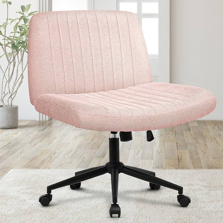 Orange Factory Criss Cross Chair Wheels Wide Cross Legged Office Desk Vanity Dual Base Comfy Fabr... | Amazon (US)