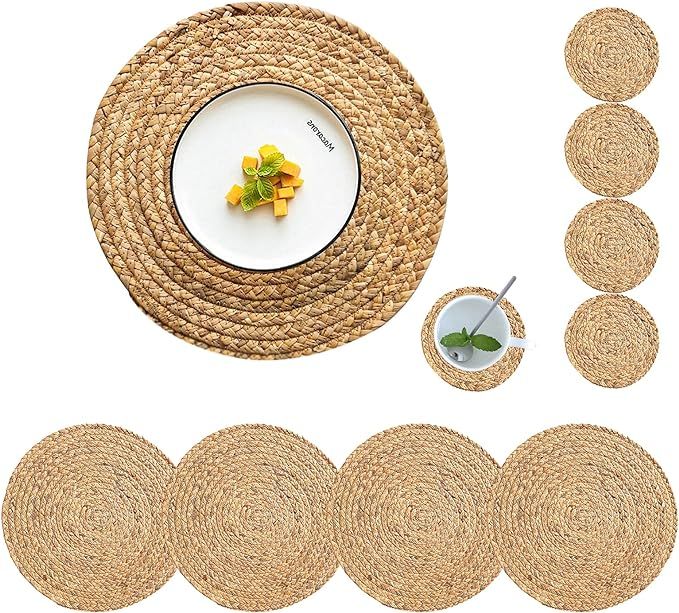 Wicker Placemat Natural Extra Wide Woven Placemats for 4 Pack Braided Rattan Placemats Heat Resis... | Amazon (US)