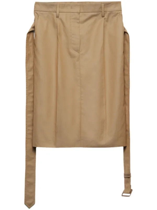 Prada Belted Cotton Pencil Skirt | Brown | FARFETCH BE | Farfetch Global