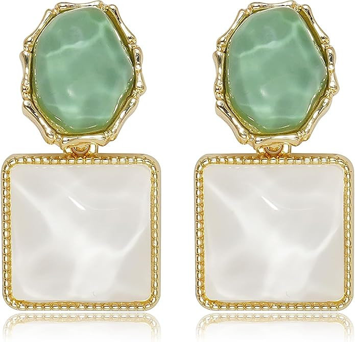 Asymmetrical Earrings for Women Boho Resin Dangle Earrings Acrylic Water Ripple Earring | Amazon (US)