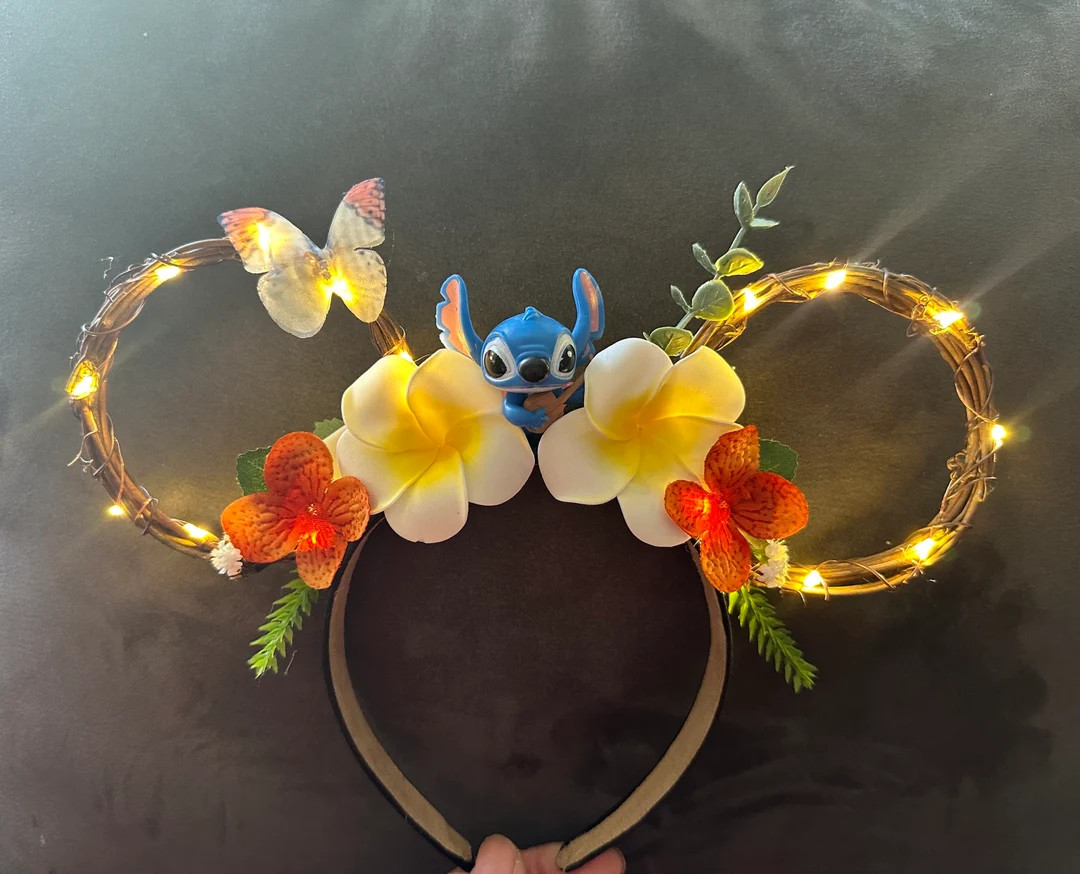 Floral Ears (optional: Black, Beige or White Headbands) - Etsy | Etsy (US)