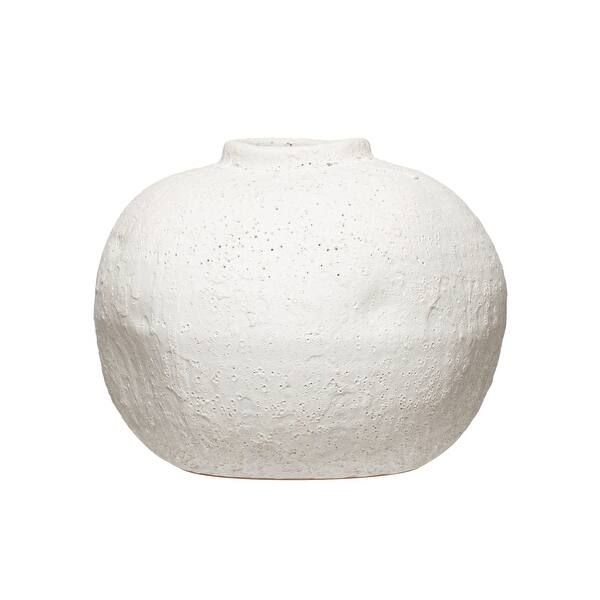 Terra cotta Vase, Matte White, Volcano Finish - Overstock - 34856313 | Bed Bath & Beyond