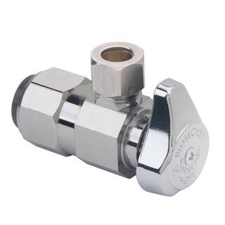 1/2 in. Push Connect Inlet x 3/8 in. Compression Outlet 1/4-Turn Angle Valve | The Home Depot