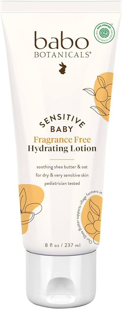 BABO Botanicals Sensitive Baby Fragrance-Free Daily Hydrating Baby Lotion - Shea Butter & Jojoba ... | Amazon (US)