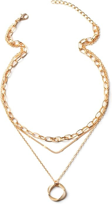 ANIS·KEAAR 14K Gold Plated Waterproof Layered Gold Necklaces for Women | Layering Pendant Neckla... | Amazon (US)
