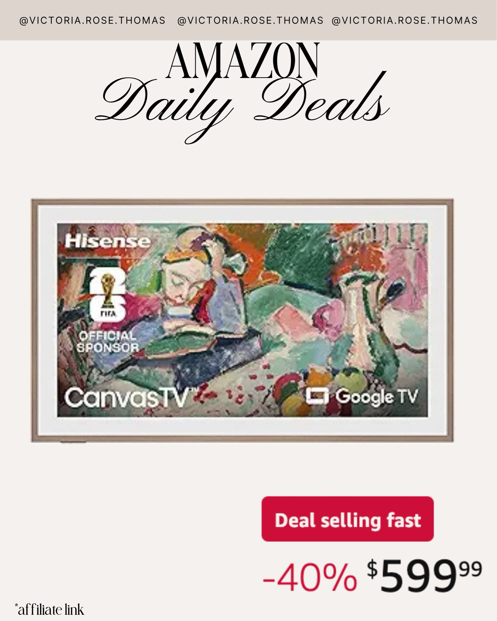 I’m in shock that this canvas TV is priced at Black Friday pricing 
Canvas tv
Stylewithnosecrets 
Sale
Deal
Steal
Save
Amazon finds
Amazon deals
Amazon home

#LTKdayinmylife #LTKHome #LTKSaleAlert