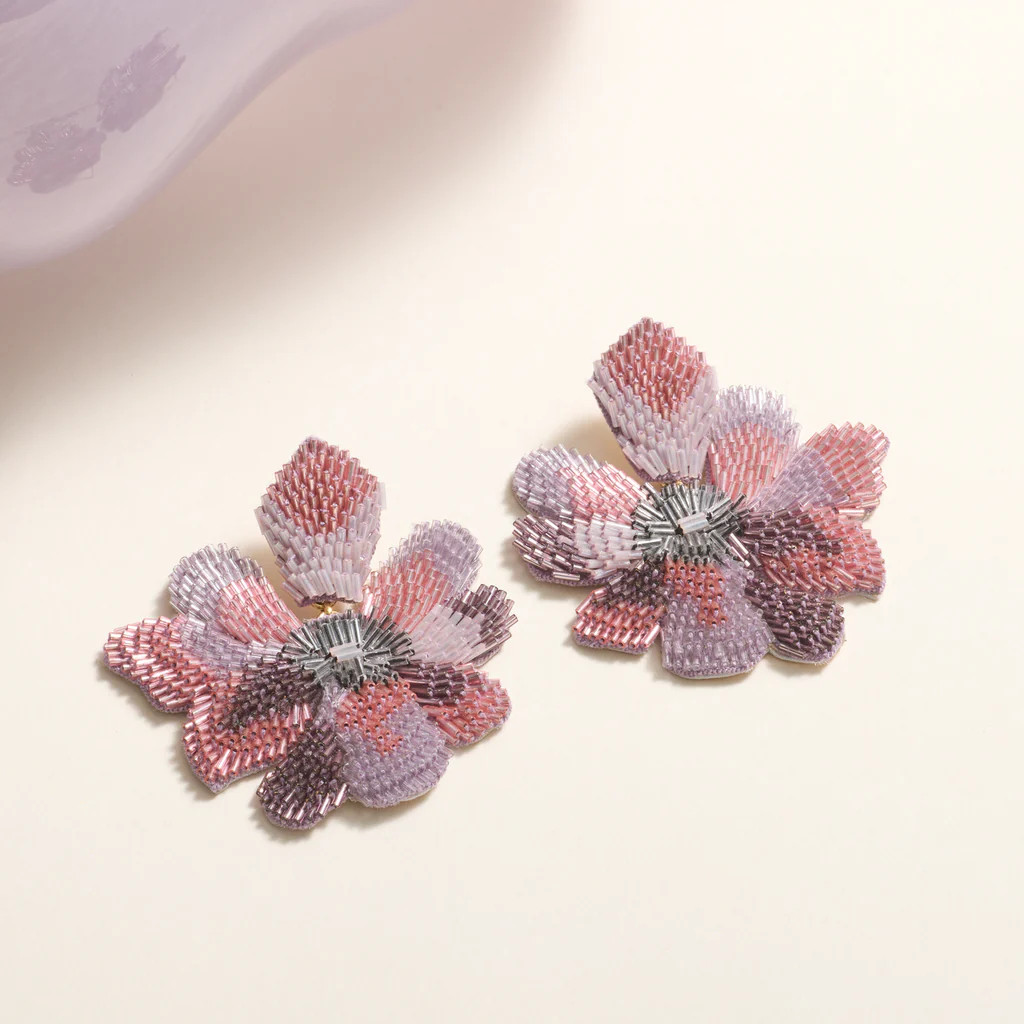 Dulce Floral Earrings Lilac | Mignonne Gavigan