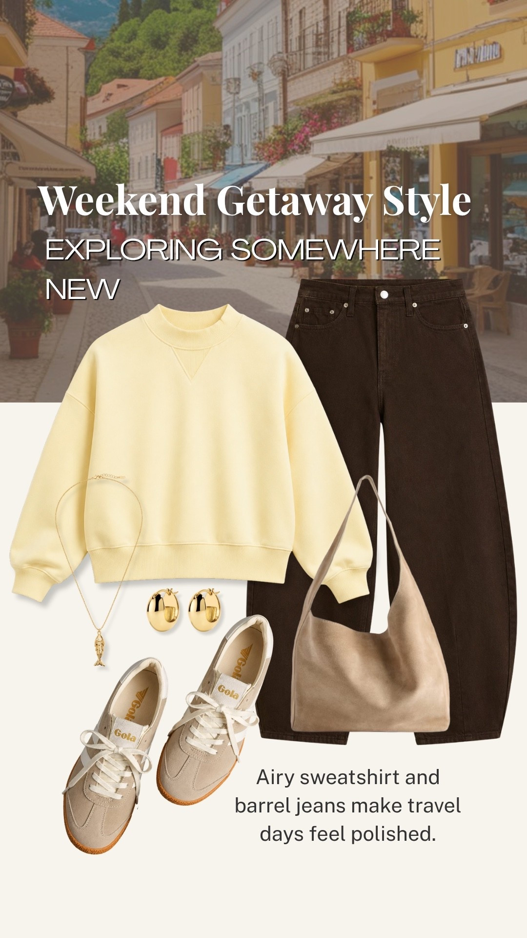 This airy sweatshirt and dark barrel jeans are an easy combination for polished travel style. Add comfortable retro sneakers and a roomy neutral bag for a look that feels relaxed enough for exploring but still pulled together.

💡 LTK MADE EASY
❤️ Heart = Support my posts!
🔖 Save = Get sale & restock alerts
📋 Lists = Keep favorites organized
📲 Share = Send lists and products to a friend
💬 Comment = Ask me anything about what I’m wearing!

#LTKootd #LTKOver40 #LTKTravel