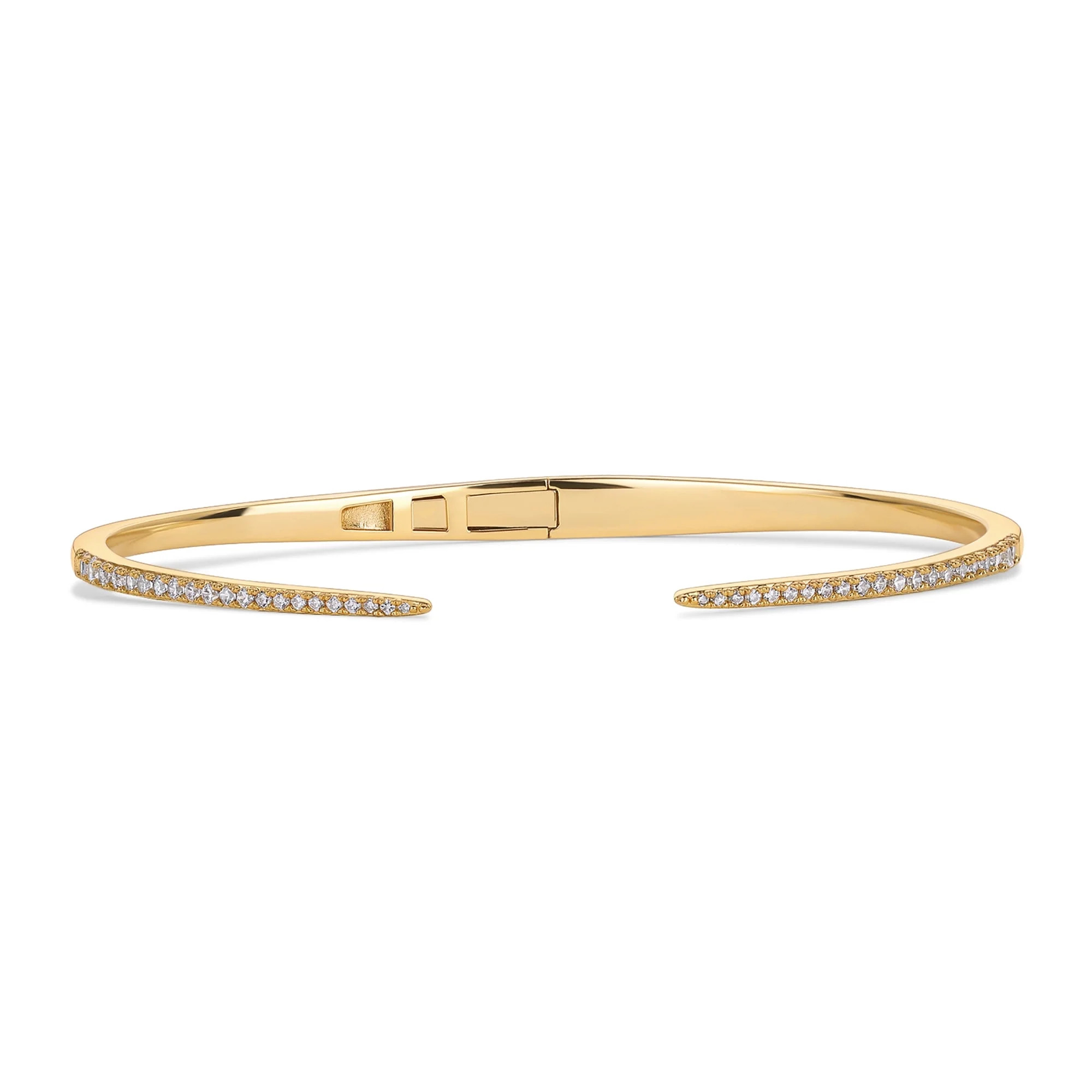 PAVOI 14K Yellow Gold Flash Plated Cubic Zirconia Claw Bangle Bracelet, Lightweight 6.5 Inches | Walmart (US)