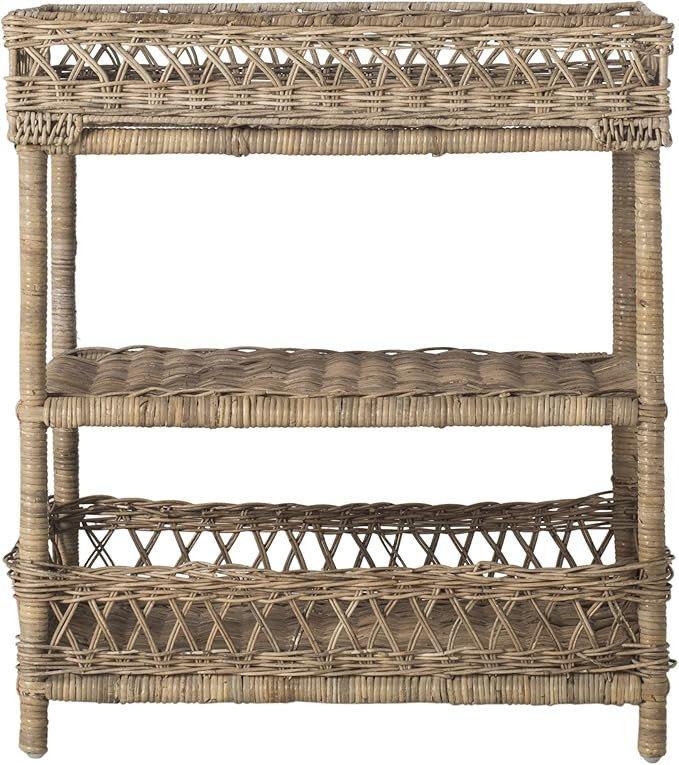 SAFAVIEH Home Collection Ajani Natural Wicker 3 Tier Accent Table | Amazon (US)