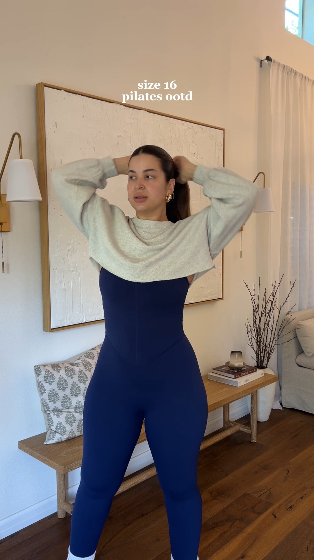 SIZE DOWN to a size Large in jumpsuit for a tight, compression fit. SUPER stretchy!

#LTKplussize #LTKmidsize #LTKActive