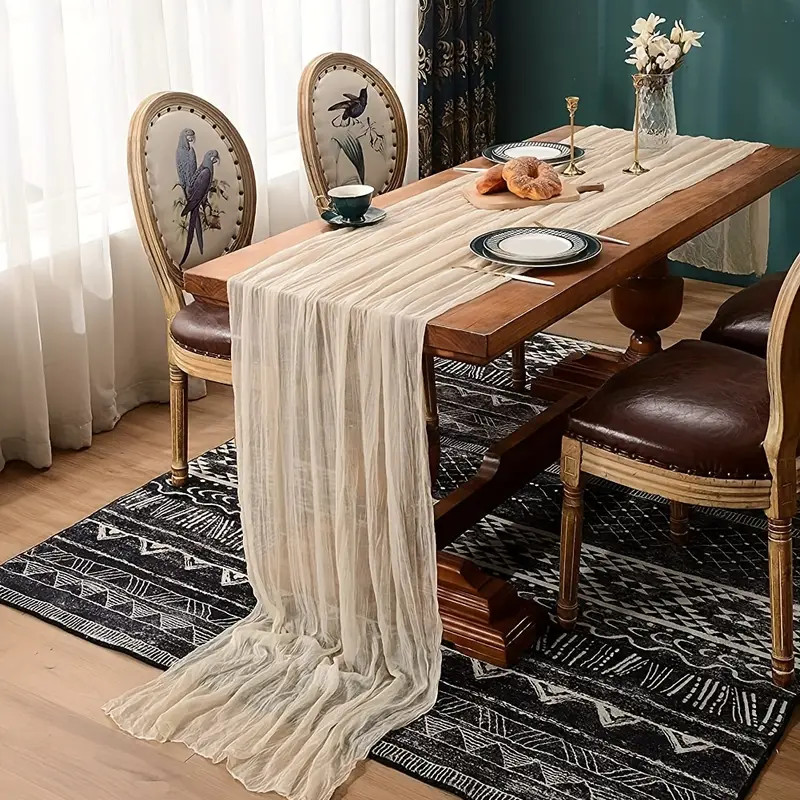 Boho Style Cheesecloth Table Runner Long Gauze Sheer - Temu | Temu Affiliate Program