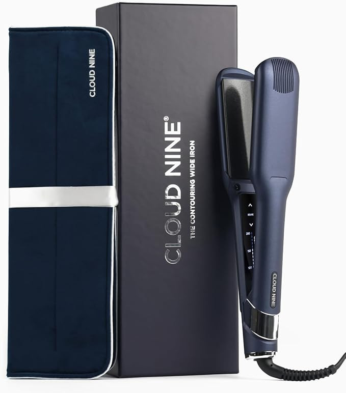 Cloud Nine Contouring Wide Iron Wide Plate Hair Straightener & Curler, Navy | Amazon (UK)