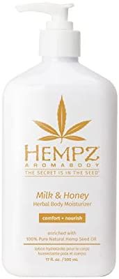 Hempz Milk & Honey Herbal Body Moisturizer with Jojoba Seed, Cocoa Butter, 17 oz. - Fragranced, E... | Amazon (US)