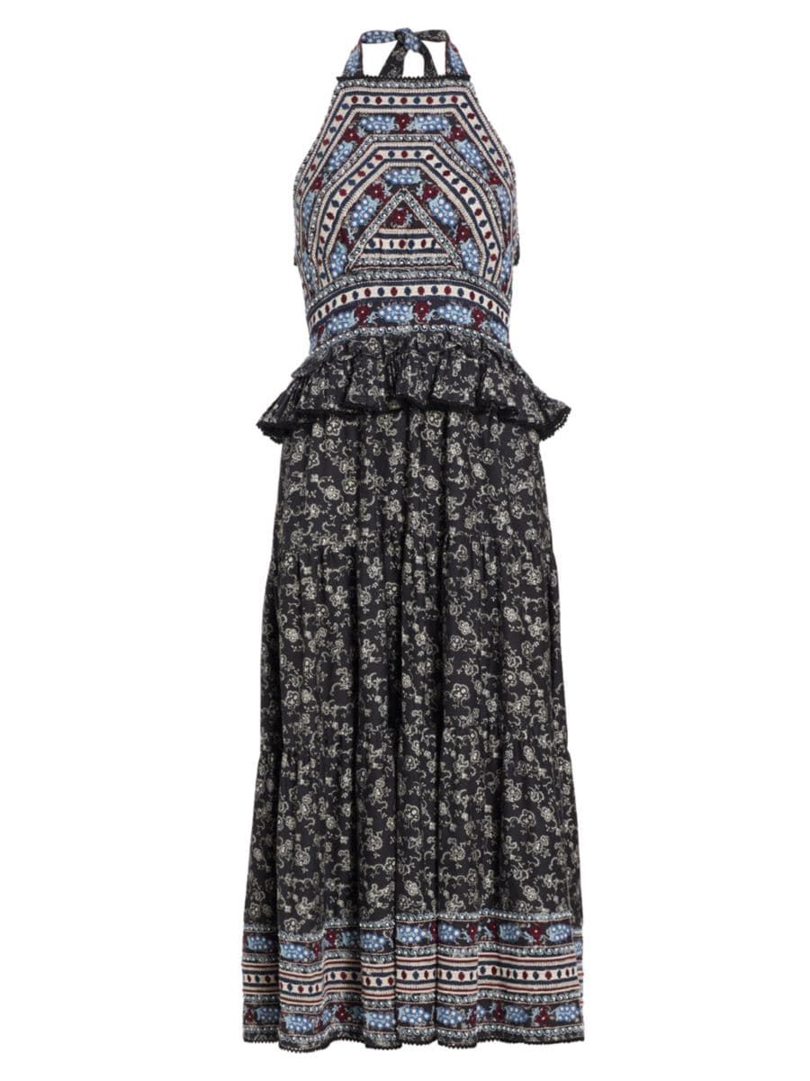 Everly Paisley Halter Midi-Dress | Saks Fifth Avenue