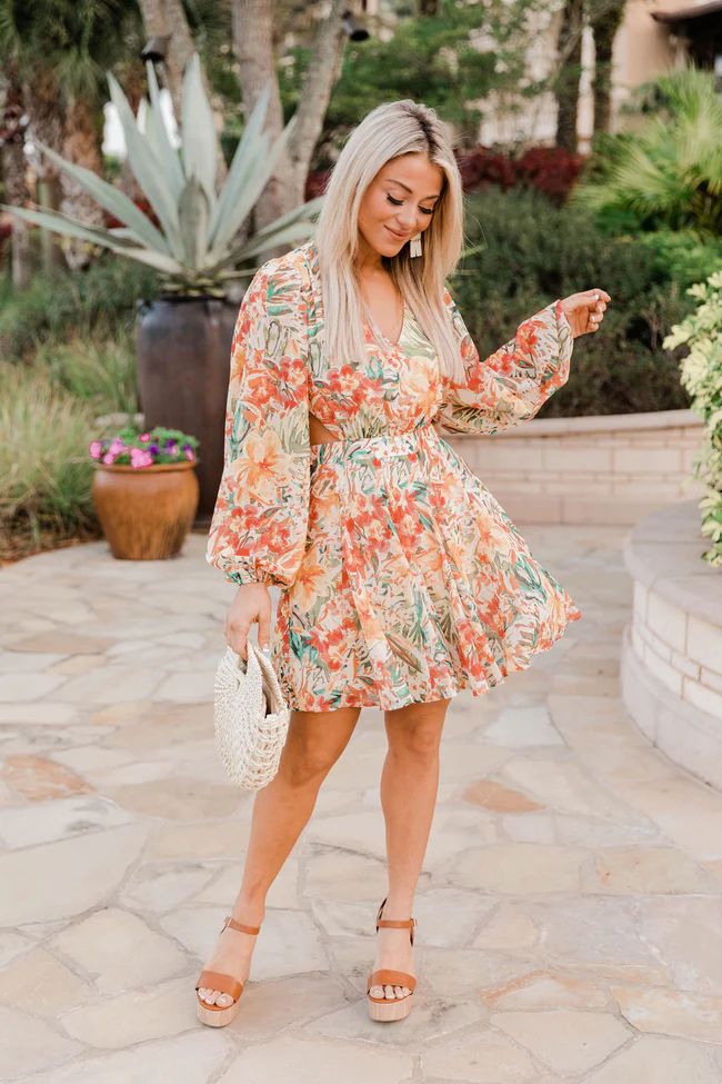 Radiant Glow Tropical Cut Out Dress | The Pink Lily Boutique