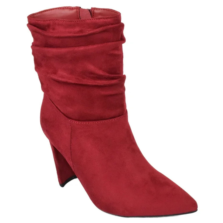 Delicious Women Mid-Calf Short Slouch Boots High Heels Side Zipper Booties Pointed Toe Public-S C... | Walmart (US)