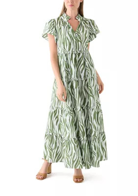 Crown & Ivy™ Petite Flutter Sleeve Printed Maxi Dress | Belk