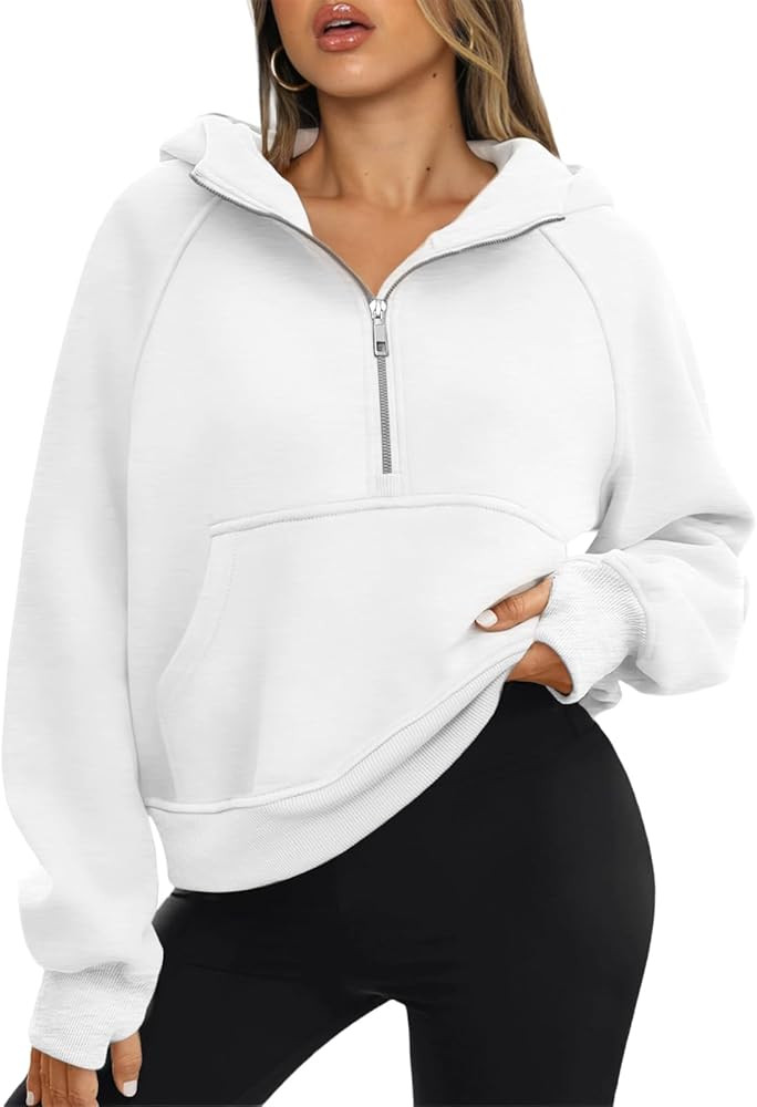 ATHMILE Womens Hoodies Long Sleeve Fleece Quarter Zip Pullover Workout Oversized Sweatshirt Fall ... | Amazon (US)