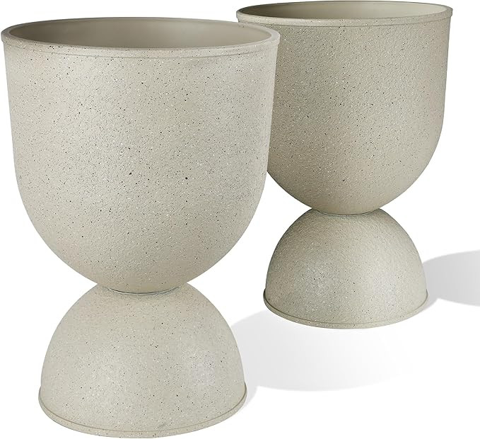 KOL Planters Flower Pots, Plastic Urn Planters for Indoor Outdoor Plants, Beige Pedestal Planter ... | Amazon (US)