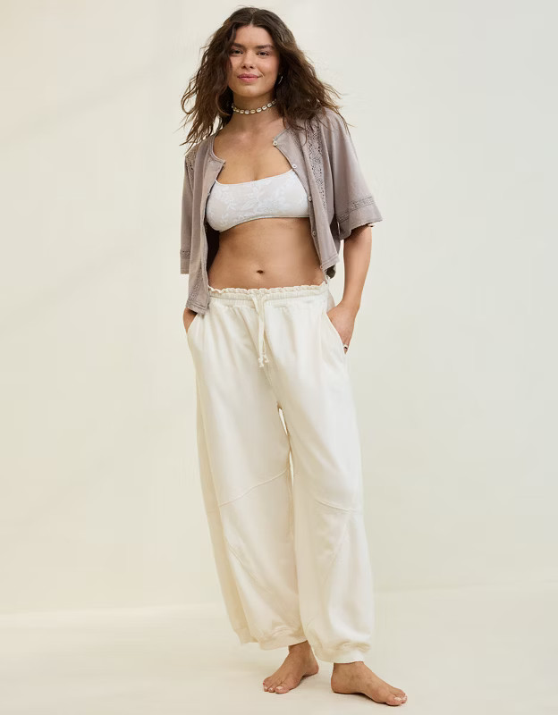 Aerie Baggy Barrel Leg Fleece Pant | American Eagle Outfitters (US & CA)