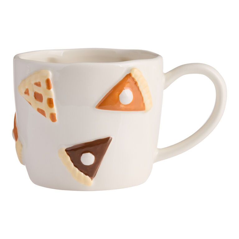 Ivory and Orange Pie Slice Icon Hand Painted Ceramic Mug | World Market