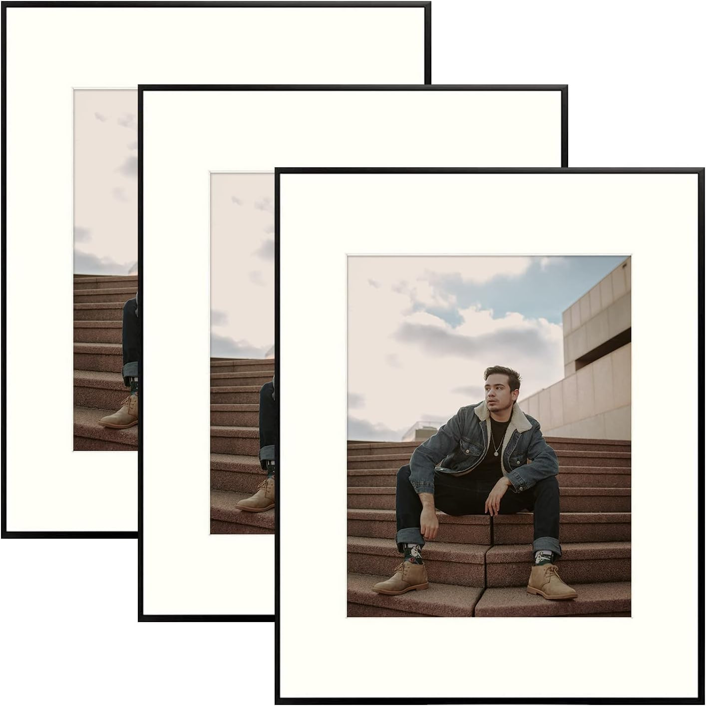 Golden State Art, 16x20 Aluminum Metal Frame with Ivory Mat for 11x14 Pictures, Includes with Saw... | Amazon (US)