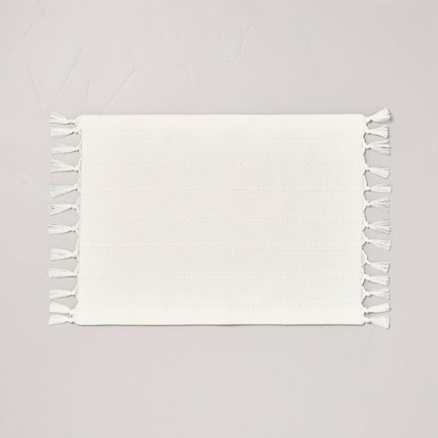 Textured Stripe Tassel Placemat Sour Cream - Hearth &#38; Hand&#8482; with Magnolia | Target
